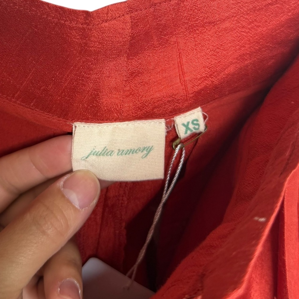 Julia Amory Elegant Classic Quiet Luxury Silk Pleated‎ Taper Trouser Red XS - Picture 4 of 6